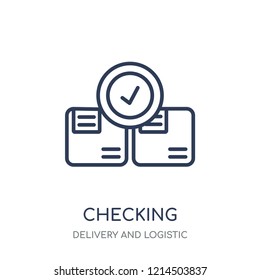 Checking icon. Checking linear symbol design from Delivery and logistic collection.
