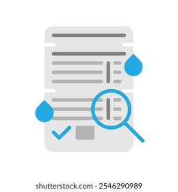 Checking Ingredients Label Flat Icon for Food and Beverage Industry, Healthy Lifestyle, Nutrition Facts, Label Reading, Product Inspection, and Food Safety