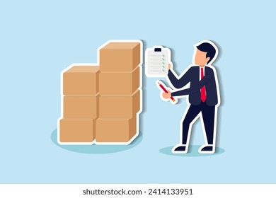 Checking inventory, QC, quality control to assure product delivery concept, smart businessman entrepreneur starting online business checking package before shipping.