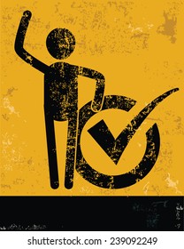 Checking mark concept,human resource on yellow background,grunge vector