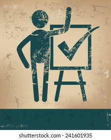 Checking mark concept,human resource on old background,grunge vector