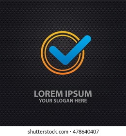 Checking mark design on dark background,vector