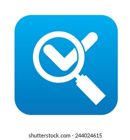 Checking mark icon on blue button, clean vector