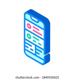 checking notifications on smartphone isometric icon vector. checking notifications on smartphone sign. isolated symbol illustration