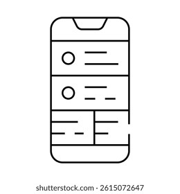 checking notifications on smartphone line icon vector. checking notifications on smartphone sign. isolated contour symbol black illustration