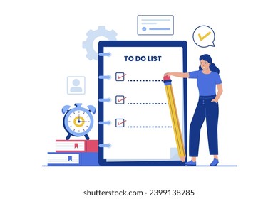 Checking on to do list. Vector flat illustration