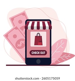 checking out an item in an online store. buying something through an online store application. making a digital payment
