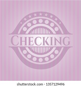 Checking retro style pink emblem
