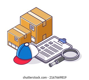 Checking sent packages in isometric illustration