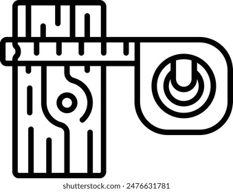 Checking Size of Crooked tree vector icon design, timber and lumber Symbol, Forestry and Deforestation Sign, forest farming and woodlands stock illustration, Measuring the Log with Logger Tape concept