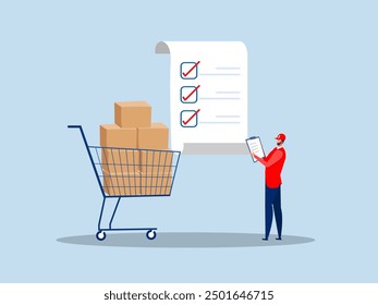 checking supply assets,businessman procurement manager checking supply assets ,equipments, goods and service, audit and checking price.Procurement and asset management