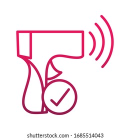 checking temperature prevent spread of covid19 vector illustration gradient icon