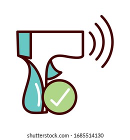checking temperature prevent spread of covid19 vector illustration line and file icon