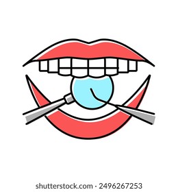 Comprobando el Vector del icono del color de los brackets de dientes. Comprobando el signo de los brackets de dientes. Ilustración del símbolo aislado