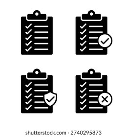 Checklist Approval and Rejection Icon Set Vector Illustration