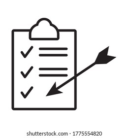 checklist and arrow icon over white background, line style, vector illustration