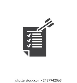 Checklist with arrow vector icon. filled flat sign for mobile concept and web design. Action Plan glyph icon. Symbol, logo illustration. Vector graphics