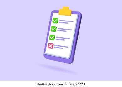 Checklist, assignment icon. 3d vector illustration.