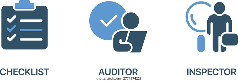 Checklist auditor inspector checklist icon vector set