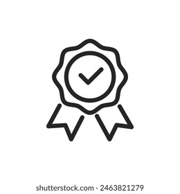 checklist badge line icon, icon for certificate or certification approval