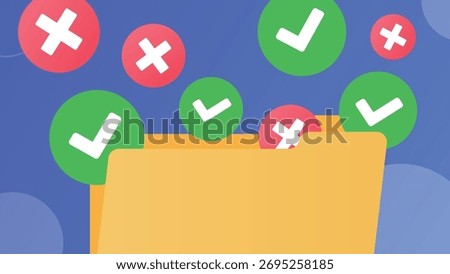 Checklist banner with folder and check icons
