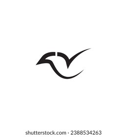 diseño simple del icono del logotipo de pájaro de la lista de verificación.