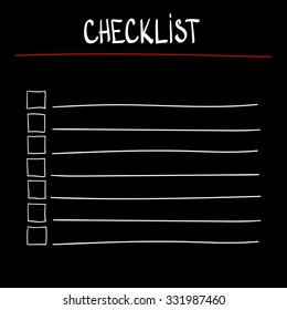 checklist at black background. Lines with check boxes. checklist for note. consent. check mark. 