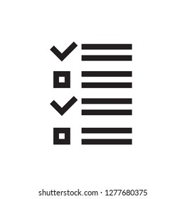 Checklist - black icon on white background vector illustration for website, mobile application, presentation, infographic. Document with checkmark concept sign design. 