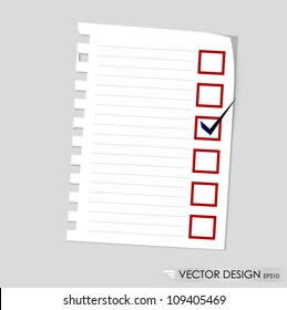 A checklist with black marker and red checked boxes. Concept vector illustration