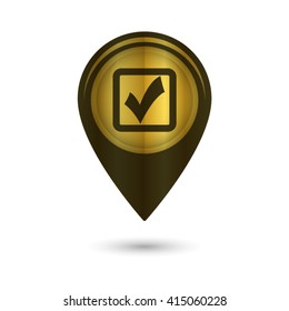 checklist - black vector icon; golden  map pointer