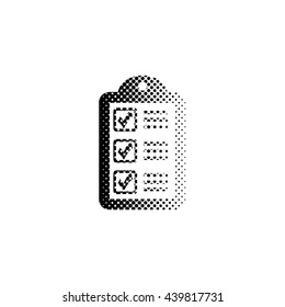 checklist - black vector icon;  halftone illustration