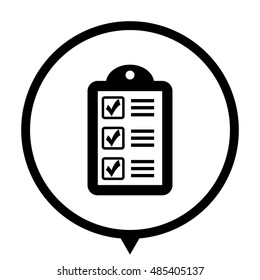 checklist - black vector  icon; map pointer