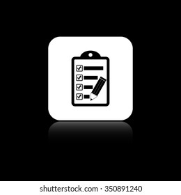 checklist - black vector icon on the white button