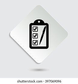 checklist - black vector icon on  a paper button