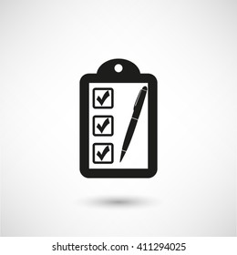 checklist - black vector  icon with shadow