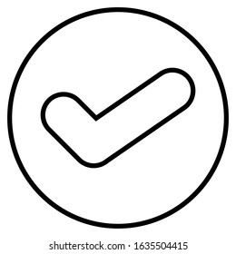 checklist black and white usual for checklist or agree therm of services your website, vector style: flat icon, white background, circle 