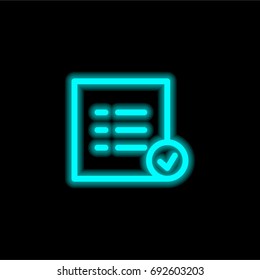 Checklist blue glowing neon ui ux icon. Glowing sign logo vector