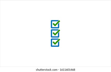 Checklist boxes with check marks for approval in flat minimal logo icon design
