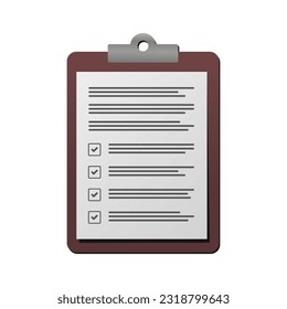 Checkliste, braune und graue Vektorgrafik.