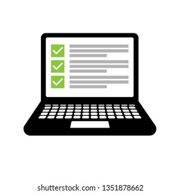 Checklist browser window and laptop - survey concepts.Flat design. Can be used as elements for web, websites, infographics. 