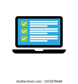 Checklist browser window and laptop - survey concepts.Flat design. Can be used as elements for web, websites, infographics. 