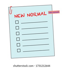 Checklist for business plan in a blue paper for new normal after COVID-19 pandemic.
In checkbox and dot line are blank for check mark in check box and write message on dot line .