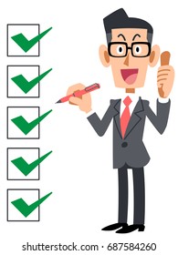 Checklist businessman completed glasses