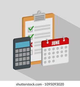 checklist with calendar and calculator