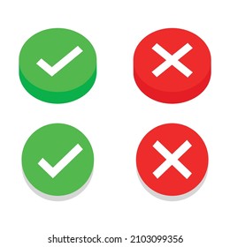 Checklist and cancel button icon illustration isolated on white background