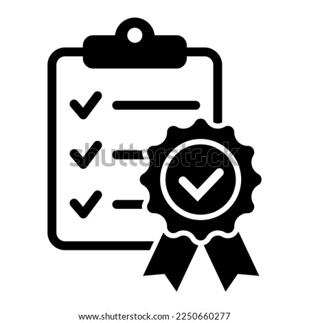 Checklist with certificate icon. Premium quality symbol. Achievement badge. Tasks done icon. Signed approved document. Project completed. Quality mark. Achievement badge vector.