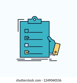 checklist, check, expertise, list, clipboard Flat Icon. green and Yellow sign and symbols for website and Mobile appliation. vector illustration
