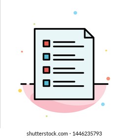 Checklist, Check, File, List, Page, Task, Testing Abstract Flat Color Icon Template