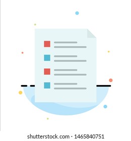 Checklist, Check, File, List, Page, Task, Testing Abstract Flat Color Icon Template. Vector Icon Template background