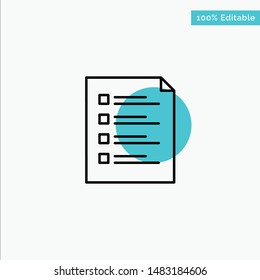 Checklist, Check, File, List, Page, Task, Testing Turquoise Highlight Circle Point Vector Icon